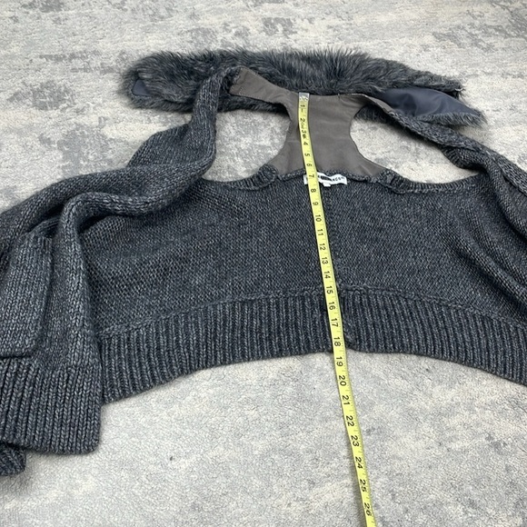 Kaufmanfranco Carbon Faux Fur Vest Knit Gray Boho Festival Sz L - Picture 11 of 13